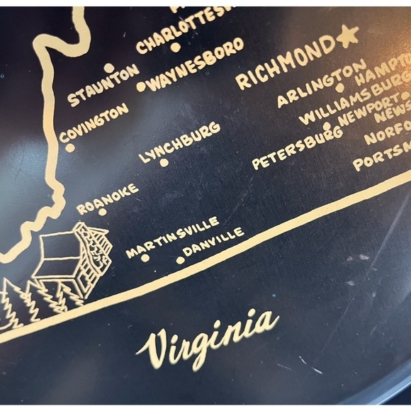 Vintage Kitschy Souvenir Metal Tray State of Virginia - Picture 5 of 9